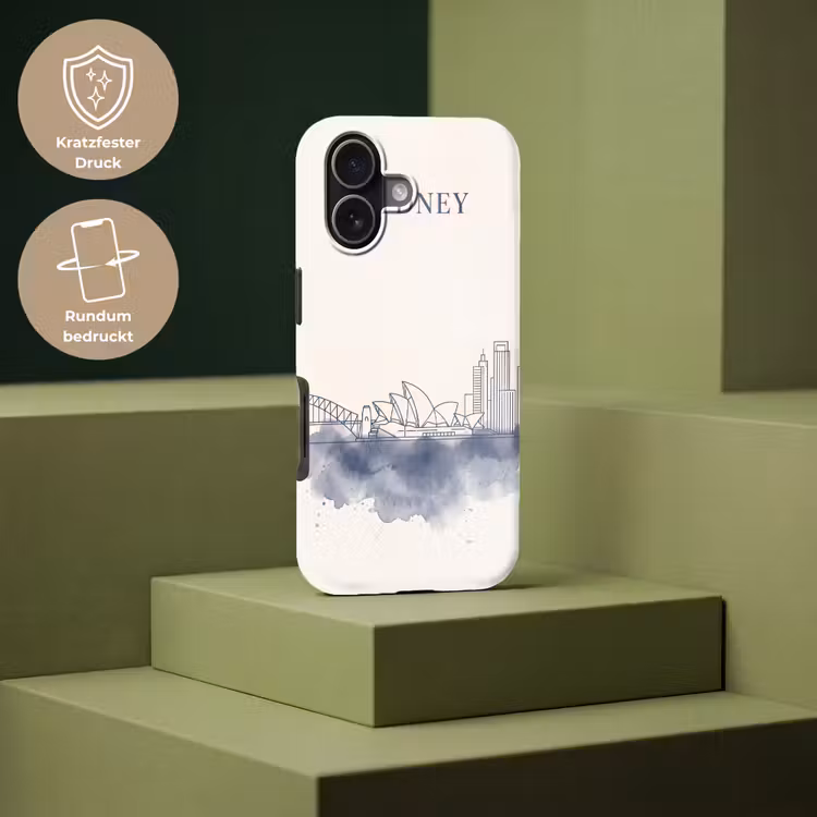 Stad - Skyline - Architectuur - Minimalistisch - Blauw Toughcase MagSafe Apple iPhone 17 klein -USP_PrintM_DE