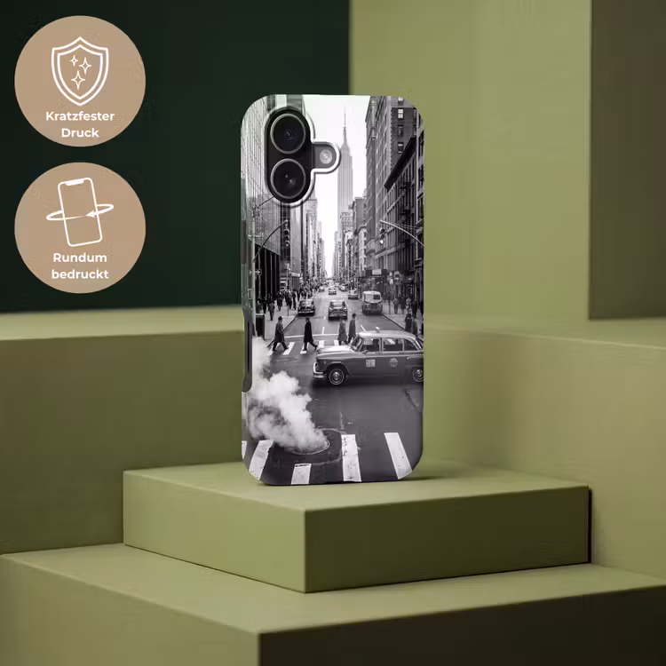 Stad - Straat - Gebouwen - Verkeer - Zwart-wit Toughcase MagSafe Apple iPhone 17 klein -USP_PrintM_DE