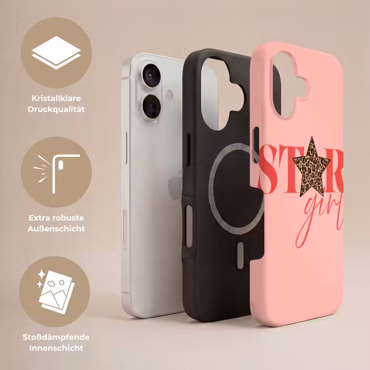 Star girl - Roze - Panter - Ster Toughcase MagSafe Apple iPhone 17 klein -USP_Lagen_DE
