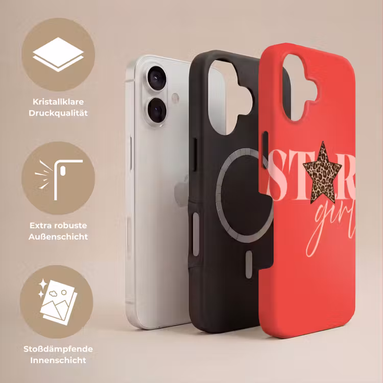 Star girl - Rood - Panter - Ster Toughcase MagSafe Apple iPhone 17 klein -USP_Lagen_DE