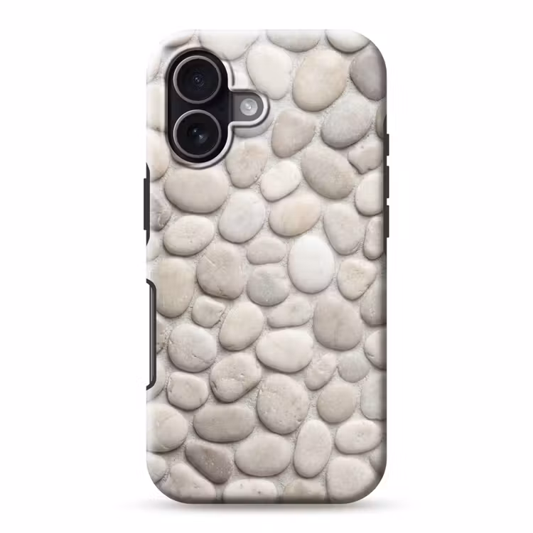 Steen - Kiezel - Natuur - Minimalistisch - Beige Toughcase MagSafe Apple iPhone 17 klein -3d