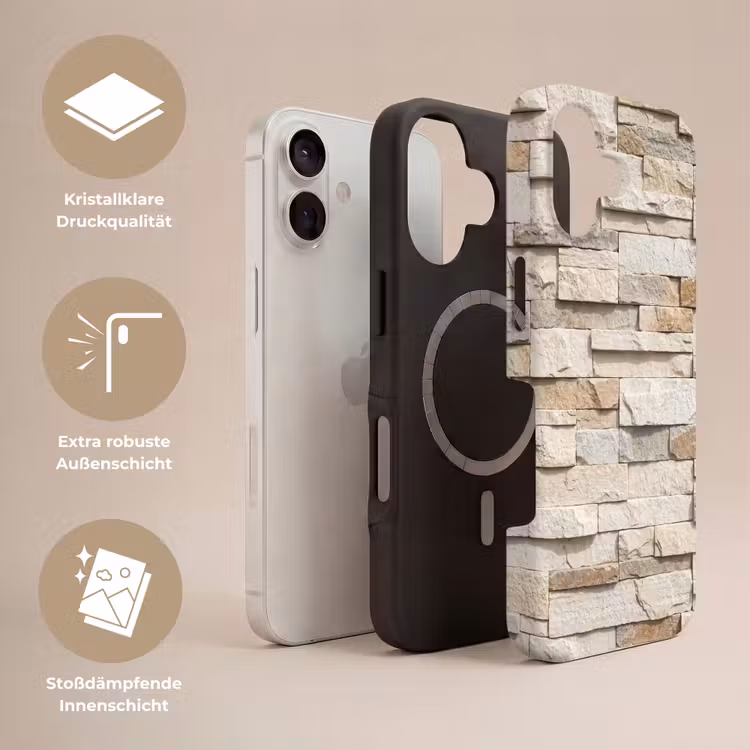Steen - Muur - Textuur - Rustiek - Beige Toughcase MagSafe Apple iPhone 17 klein -USP_Lagen_DE