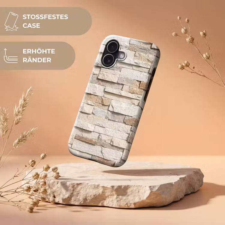 Steen - Muur - Textuur - Rustiek - Beige Toughcase MagSafe Apple iPhone 17 klein -USP_RandenV_DE