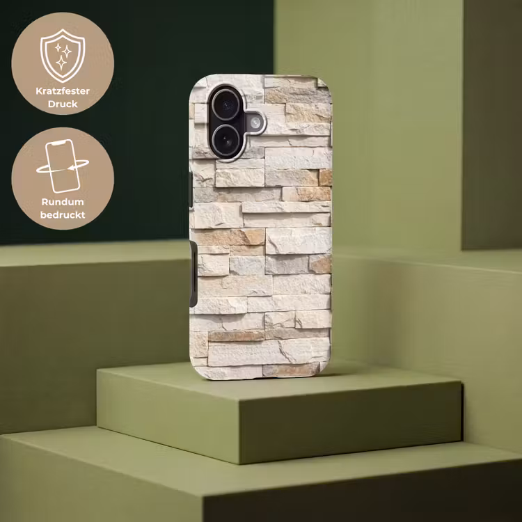 Steen - Muur - Textuur - Rustiek - Beige Toughcase MagSafe Apple iPhone 17 klein -USP_PrintM_DE