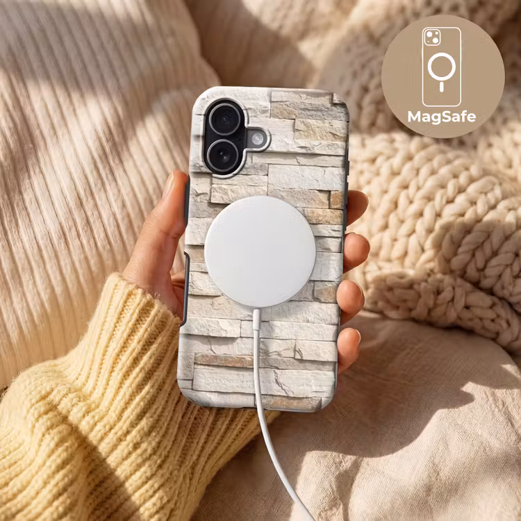 Steen - Muur - Textuur - Rustiek - Beige Toughcase MagSafe Apple iPhone 17 klein -USP_MagsafeV