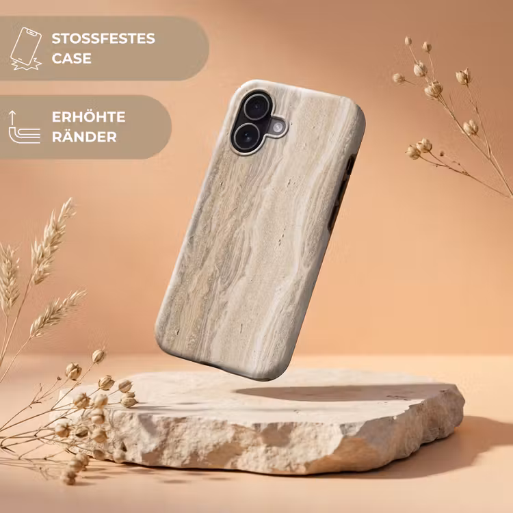 Steen - Patroon - Textuur - Natuurlijk - Beige Toughcase MagSafe Apple iPhone 17 klein -USP_RandenV_DE