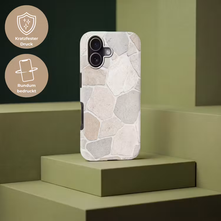 Steen - Patroon - Textuur - Beige Toughcase MagSafe Apple iPhone 17 klein -USP_PrintM_DE
