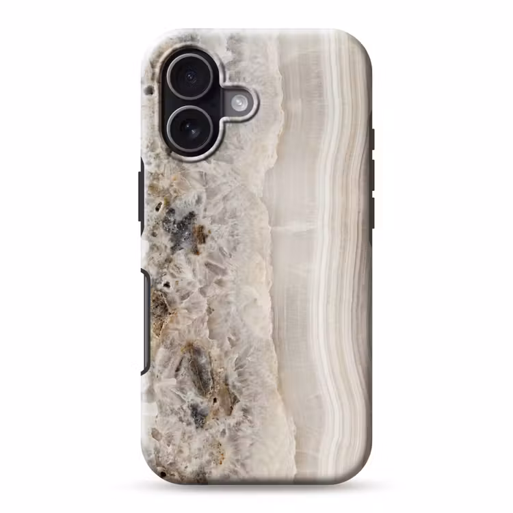 Steen - Textuur - Abstract - Beige - Wit Toughcase MagSafe Apple iPhone 17 klein -3d