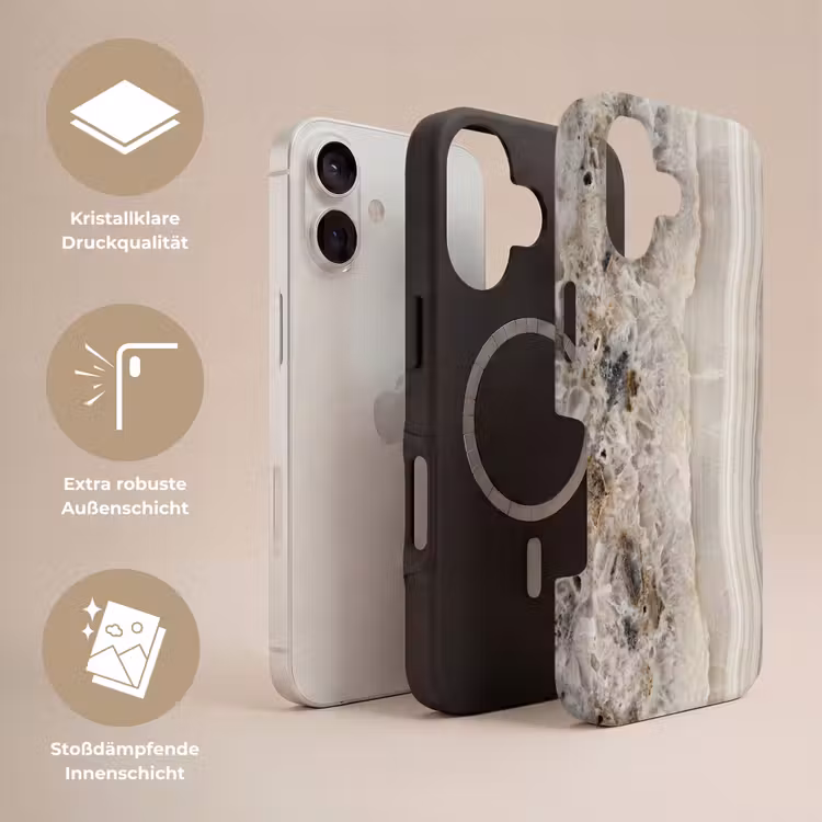 Steen - Textuur - Abstract - Beige - Wit Toughcase MagSafe Apple iPhone 17 klein -USP_Lagen_DE