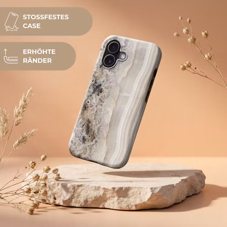 Steen - Textuur - Abstract - Beige - Wit Toughcase MagSafe Apple iPhone 17 klein -USP_RandenV_DE