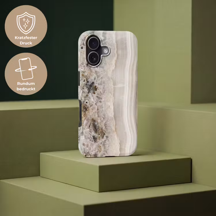 Steen - Textuur - Abstract - Beige - Wit Toughcase MagSafe Apple iPhone 17 klein -USP_PrintM_DE