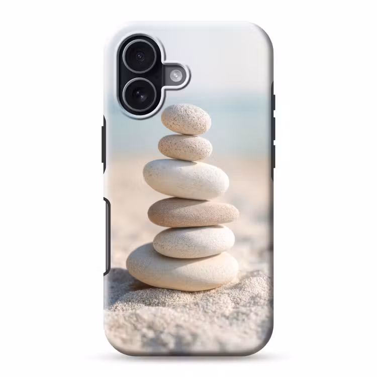 Stenen - Stapel - Zand - Zee Toughcase MagSafe Apple iPhone 17 klein -3d