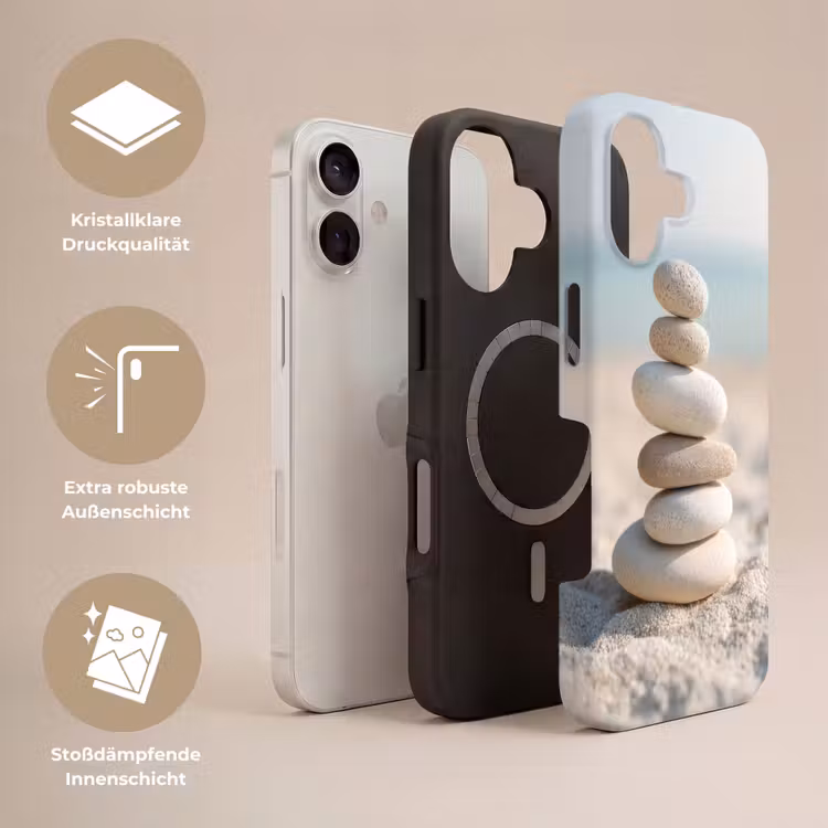 Stenen - Stapel - Zand - Zee Toughcase MagSafe Apple iPhone 17 klein -USP_Lagen_DE
