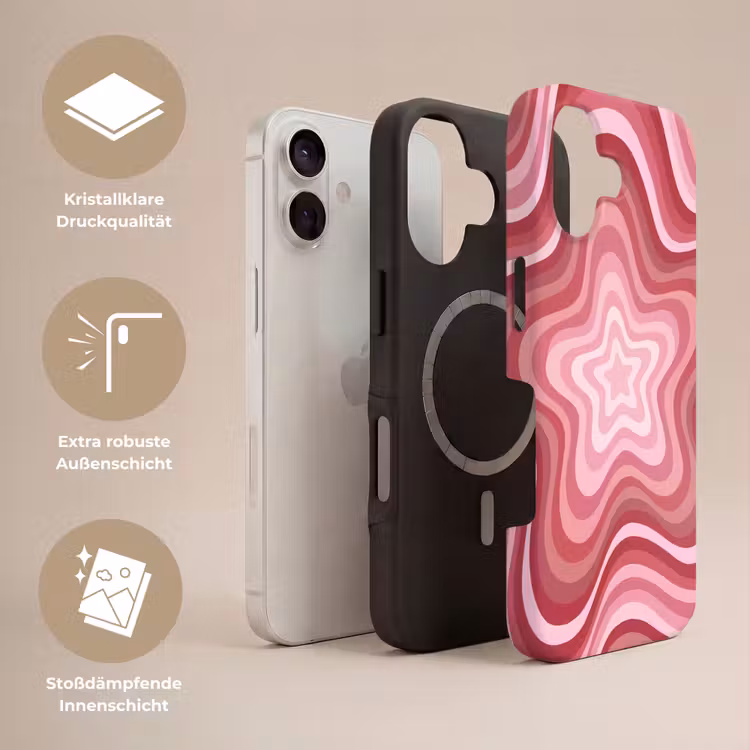 Ster - Golvend - Abstract - Roze Toughcase MagSafe Apple iPhone 17 klein -USP_Lagen_DE