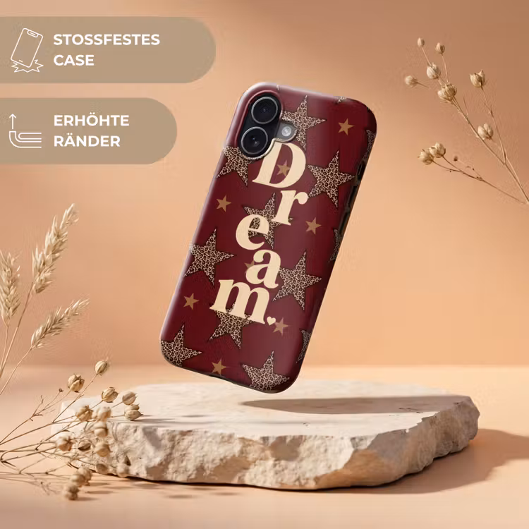 Sterren - Luipaardprint - Dream - Bordeaux Toughcase MagSafe Apple iPhone 17 klein -USP_RandenV_DE