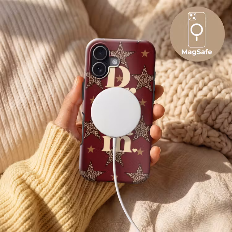 Sterren - Luipaardprint - Dream - Bordeaux Toughcase MagSafe Apple iPhone 17 klein -USP_MagsafeV