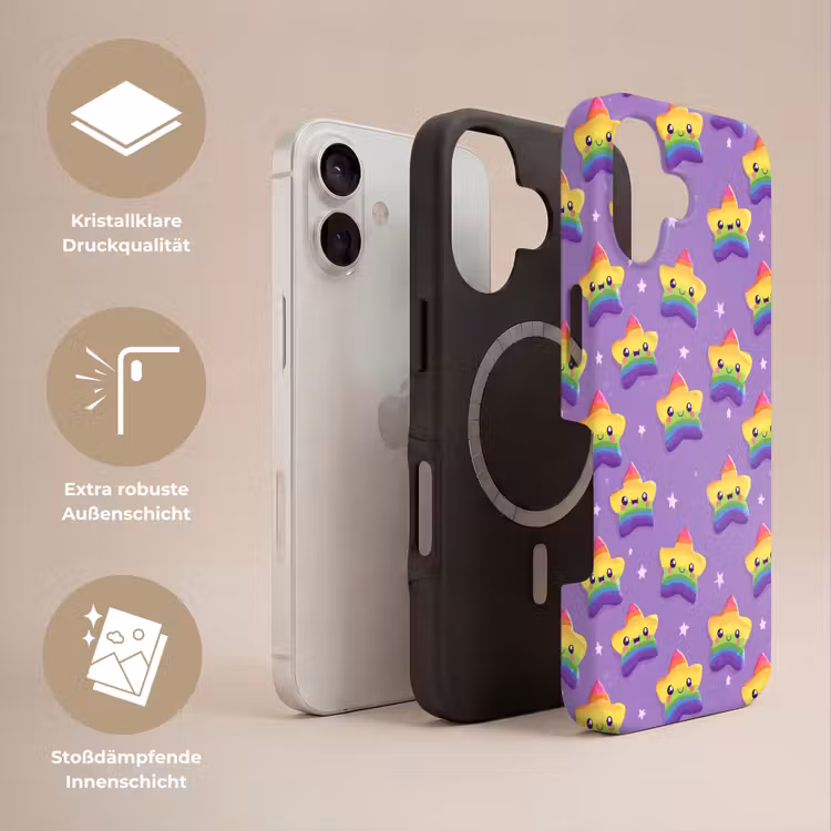 Sterren - Regenboog - Paars Toughcase MagSafe Apple iPhone 17 klein 1017 -USP_Lagen_DE