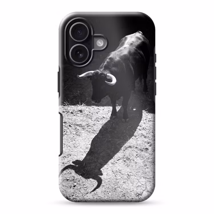 Stier - Schaduw - Dieren - Contrast - Zwart-wit Toughcase MagSafe Apple iPhone 17 klein -3d