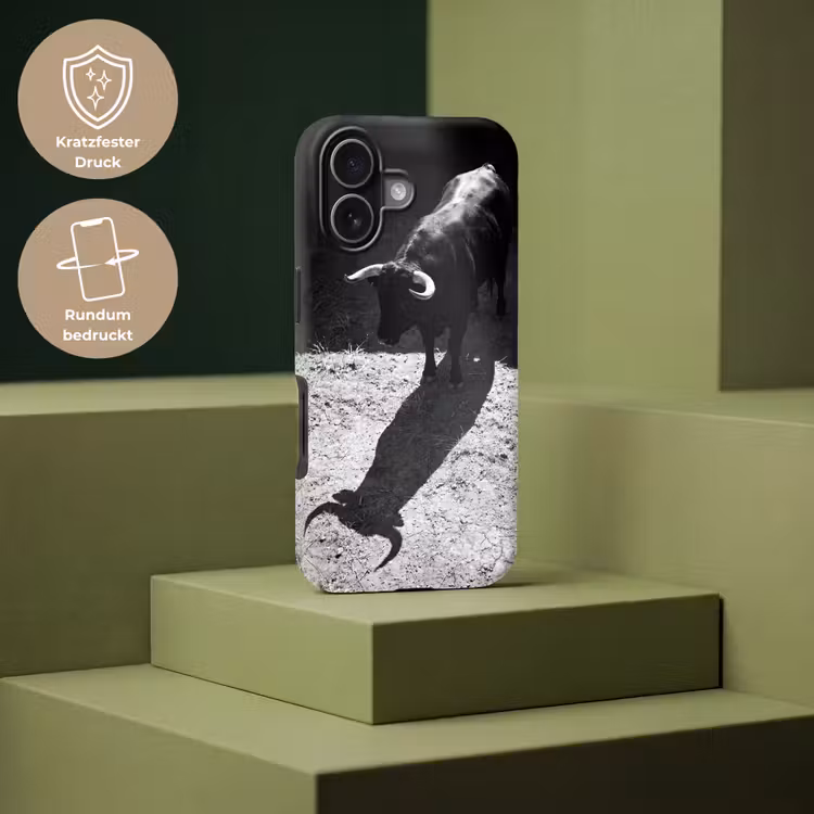 Stier - Schaduw - Dieren - Contrast - Zwart-wit Toughcase MagSafe Apple iPhone 17 klein -USP_PrintM_DE