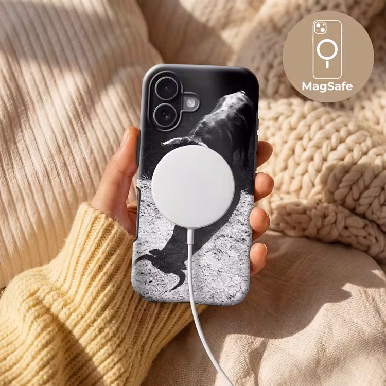 Stier - Schaduw - Dieren - Contrast - Zwart-wit Toughcase MagSafe Apple iPhone 17 klein -USP_MagsafeV
