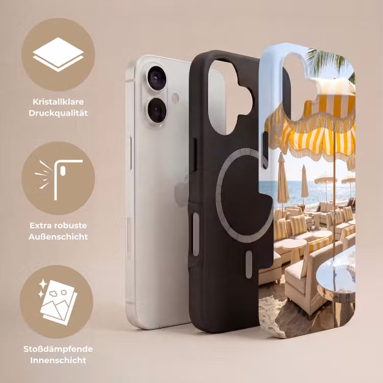 Strand - Ligbedden - Vakantie - Modern - Geel Toughcase MagSafe Apple iPhone 17 klein -USP_Lagen_DE