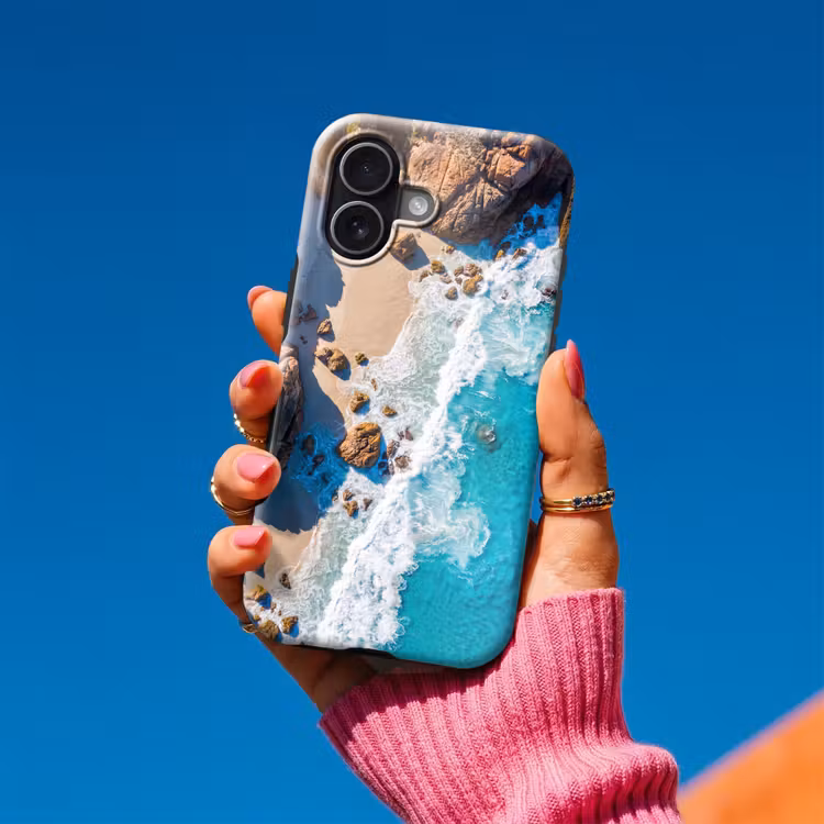 Strand - Zee - Rotsen - Natuur - Blauw Toughcase MagSafe Apple iPhone 17 klein -Sfeer1V
