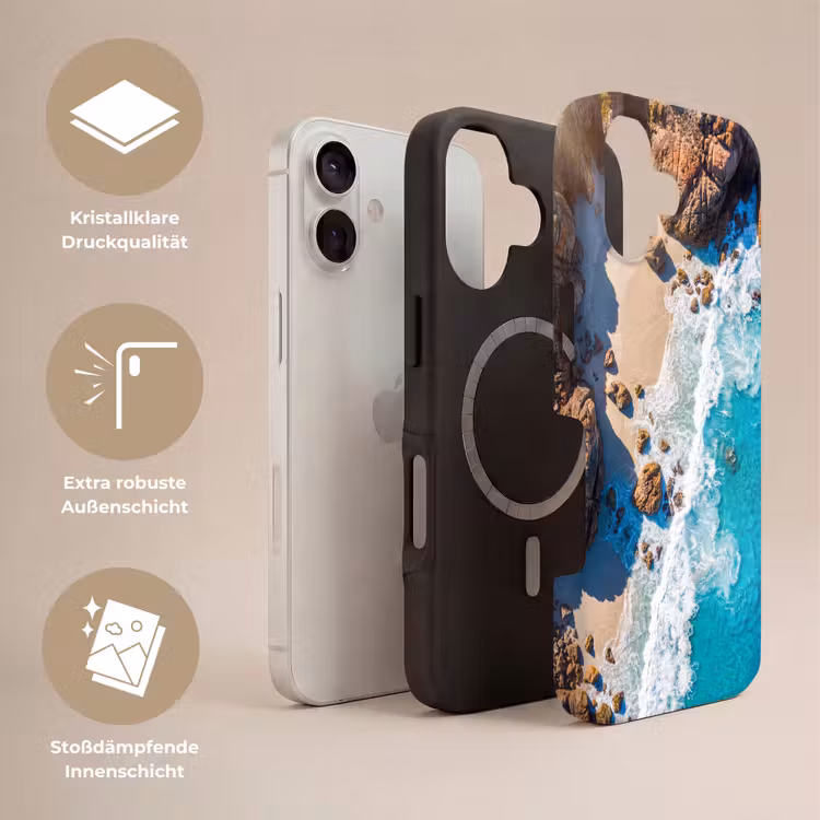 Strand - Zee - Rotsen - Natuur - Blauw Toughcase MagSafe Apple iPhone 17 klein -USP_Lagen_DE