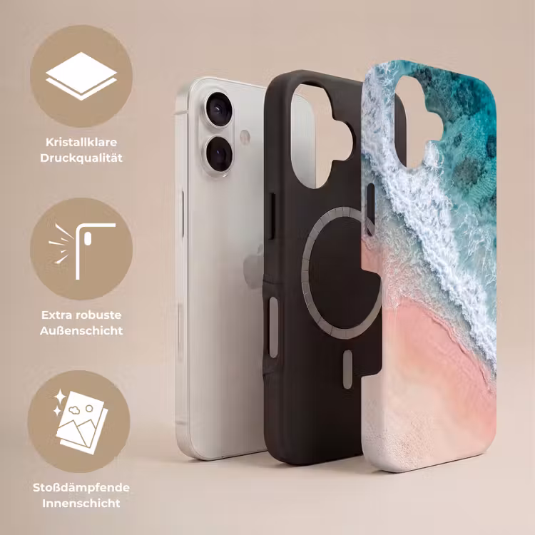 Strand - Oceaan - Golven - Roze Zand - Natuur Toughcase MagSafe Apple iPhone 17 klein -USP_Lagen_DE