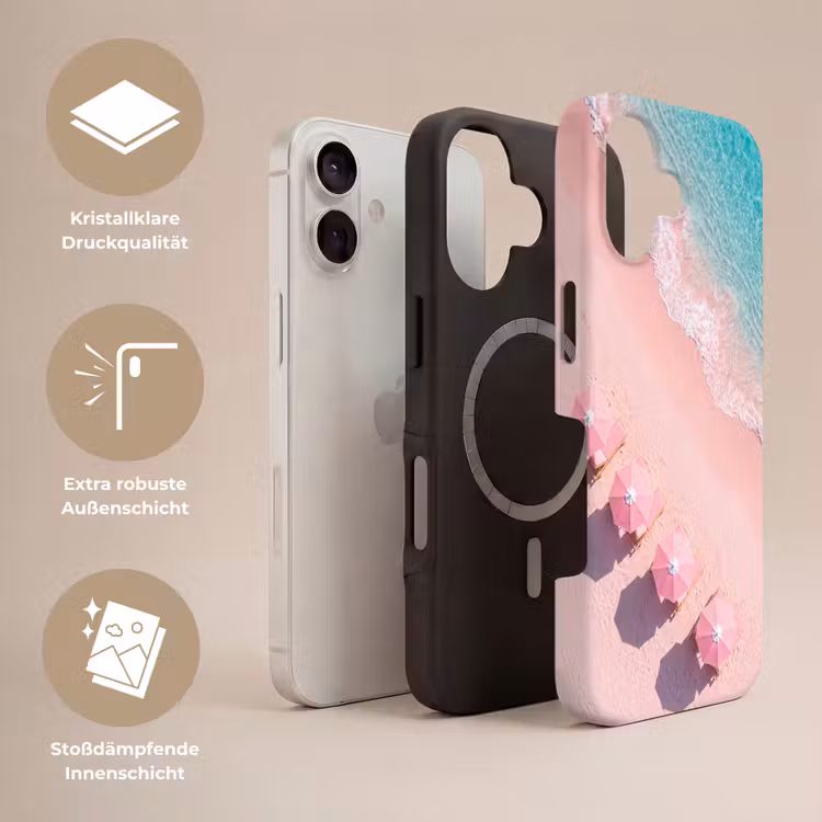Strand - Roze zand - Zee - Zomer - Natuur Toughcase MagSafe Apple iPhone 17 klein -USP_Lagen_DE