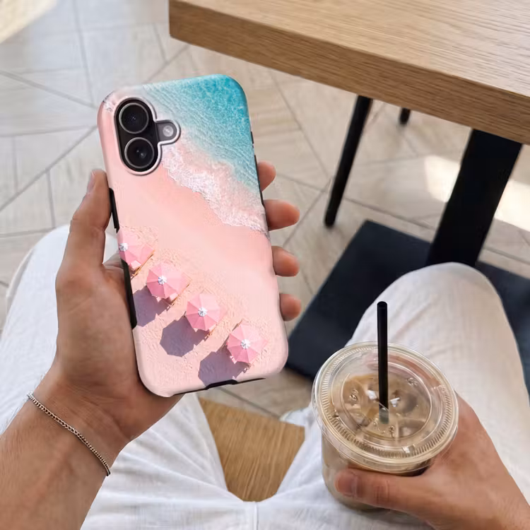 Strand - Roze zand - Zee - Zomer - Natuur Toughcase MagSafe Apple iPhone 17 klein -Sfeer1M