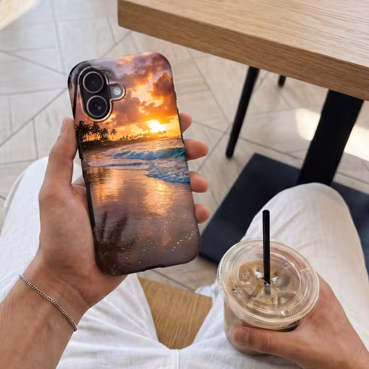 Strand - Zonsopgang - Tropisch - Natuur - Oranje Toughcase MagSafe Apple iPhone 17 klein -Sfeer1M