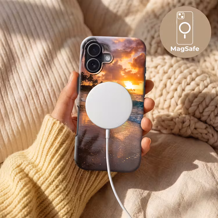 Strand - Zonsopgang - Tropisch - Natuur - Oranje Toughcase MagSafe Apple iPhone 17 klein -USP_MagsafeV