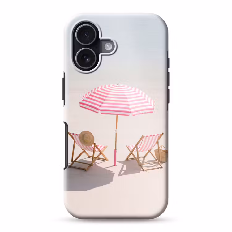 Strand - Parasol - Ligstoel - Zomer - Roze Toughcase MagSafe Apple iPhone 17 klein -3d