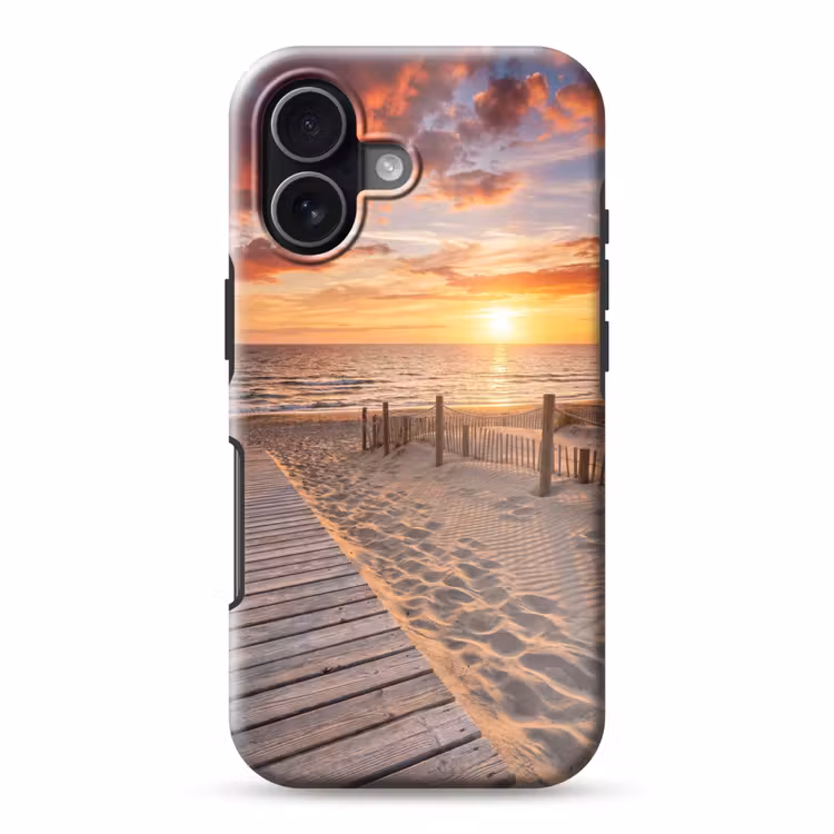 Strand - Zonsondergang - Zee - Natuur - Oranje Toughcase MagSafe Apple iPhone 17 klein -3d