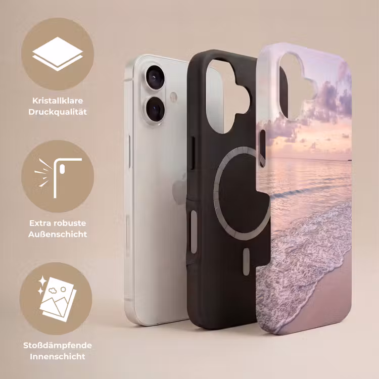 Strand - Zonsondergang - Natuur - Minimalistisch - Roze Toughcase MagSafe Apple iPhone 17 klein -USP_Lagen_DE