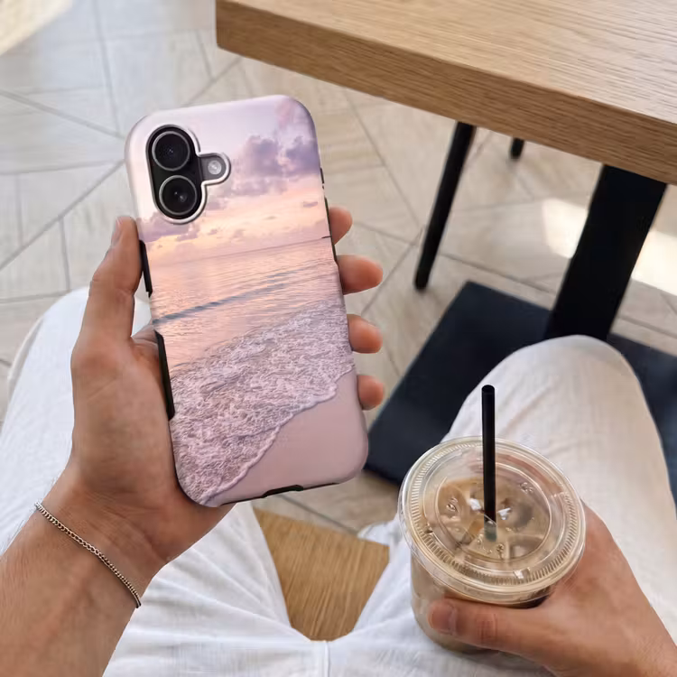 Strand - Zonsondergang - Natuur - Minimalistisch - Roze Toughcase MagSafe Apple iPhone 17 klein -Sfeer1M