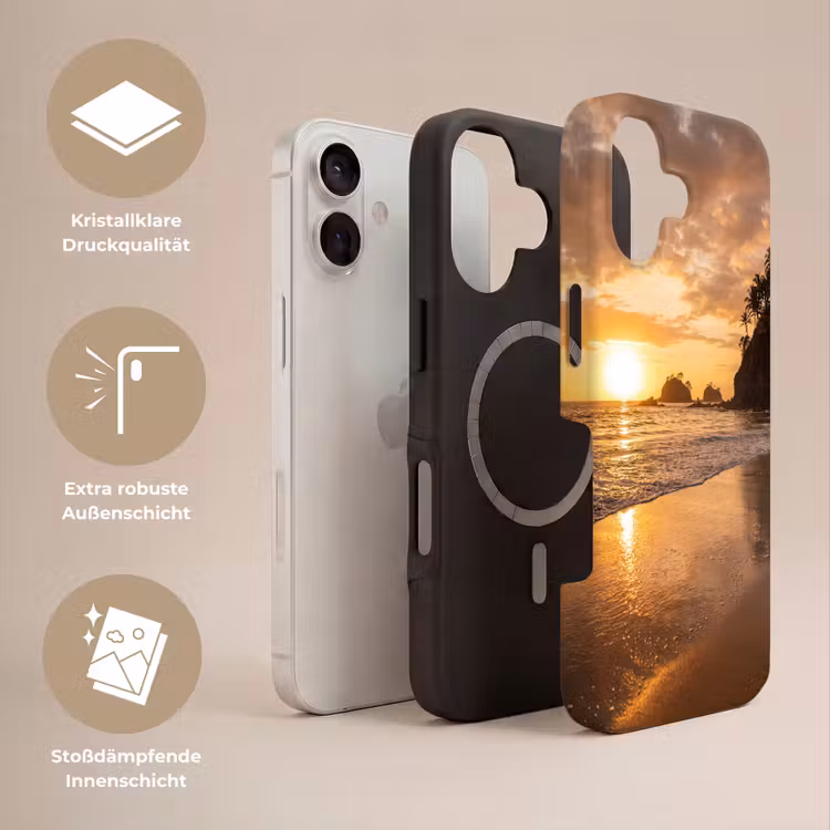 Strand - Zonsondergang - Natuur - Tropisch - Oranje Toughcase MagSafe Apple iPhone 17 klein -USP_Lagen_DE