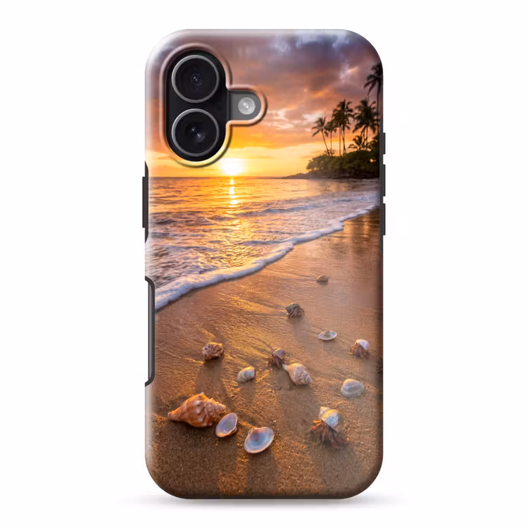 Strand - Zonsondergang - Palmbomen - Natuur - Oranje Toughcase MagSafe Apple iPhone 17 klein -3d