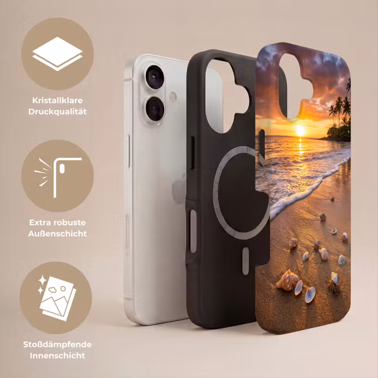 Strand - Zonsondergang - Palmbomen - Natuur - Oranje Toughcase MagSafe Apple iPhone 17 klein -USP_Lagen_DE