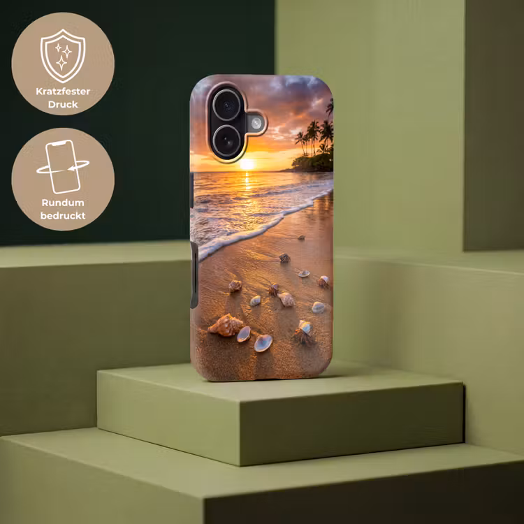 Strand - Zonsondergang - Palmbomen - Natuur - Oranje Toughcase MagSafe Apple iPhone 17 klein -USP_PrintM_DE
