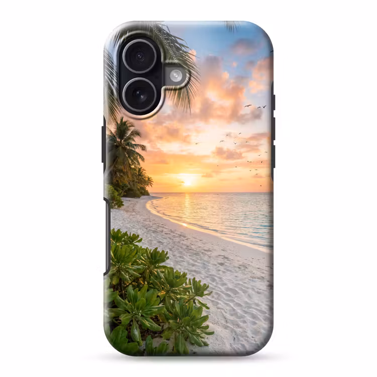 Strand - Zonsondergang - Palmbomen - Tropisch - Natuur Toughcase MagSafe Apple iPhone 17 klein -3d