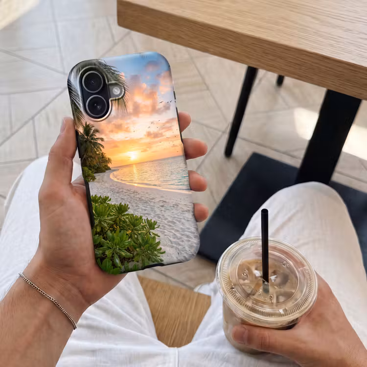 Strand - Zonsondergang - Palmbomen - Tropisch - Natuur Toughcase MagSafe Apple iPhone 17 klein -Sfeer1M