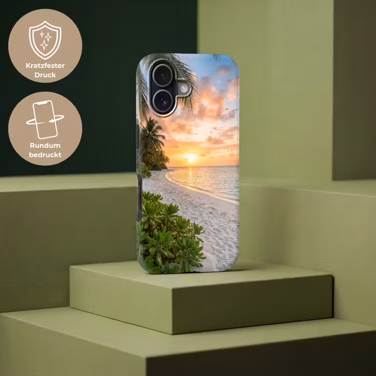 Strand - Zonsondergang - Palmbomen - Tropisch - Natuur Toughcase MagSafe Apple iPhone 17 klein -USP_PrintM_DE