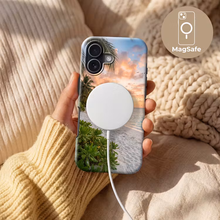 Strand - Zonsondergang - Palmbomen - Tropisch - Natuur Toughcase MagSafe Apple iPhone 17 klein -USP_MagsafeV