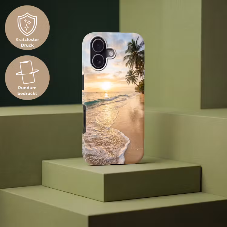 Strand - Zonsondergang - Tropisch - Natuur - Goud Toughcase MagSafe Apple iPhone 17 klein -USP_PrintM_DE