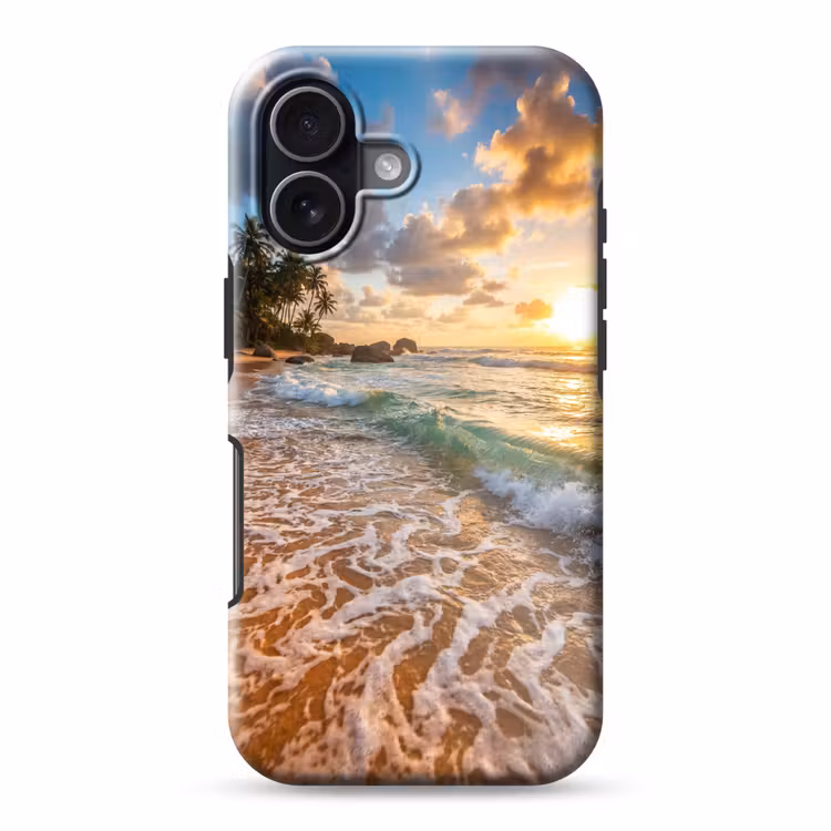 Strand - Zonsondergang - Golven - Natuur - Goud Toughcase MagSafe Apple iPhone 17 klein -3d