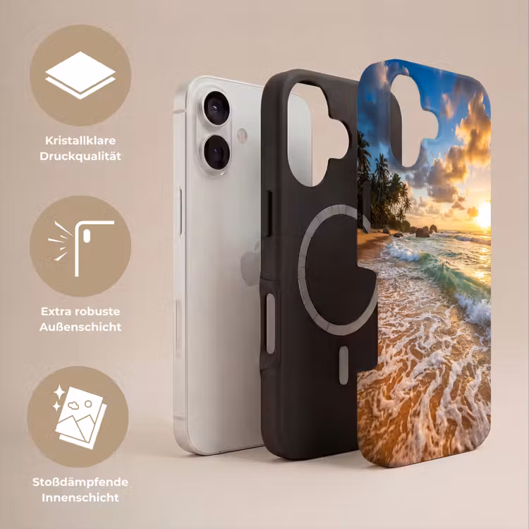 Strand - Zonsondergang - Golven - Natuur - Goud Toughcase MagSafe Apple iPhone 17 klein -USP_Lagen_DE