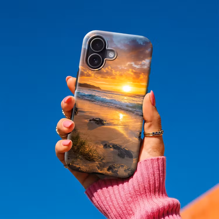 Strand - Zonsondergang - Golven - Natuur - Oranje Toughcase MagSafe Apple iPhone 17 klein -Sfeer1V