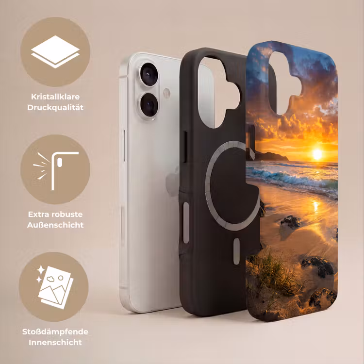 Strand - Zonsondergang - Golven - Natuur - Oranje Toughcase MagSafe Apple iPhone 17 klein -USP_Lagen_DE