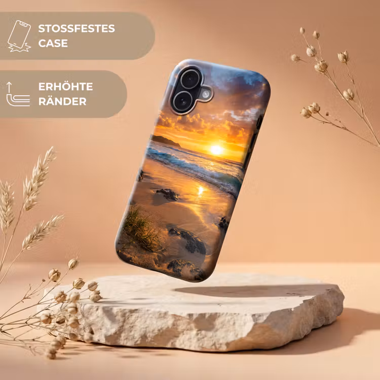 Strand - Zonsondergang - Golven - Natuur - Oranje Toughcase MagSafe Apple iPhone 17 klein -USP_RandenV_DE